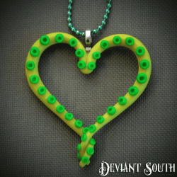 Deviant South Yellow Green Tentacle Heart Pendant Necklace