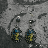 Deviant South Cabochon Earrings (pair) - Half-face Sugar Skull Lady Skeleton Hand