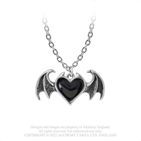 Alchemy Gothic P934 Blacksoul Bijou -- black heart hors wings