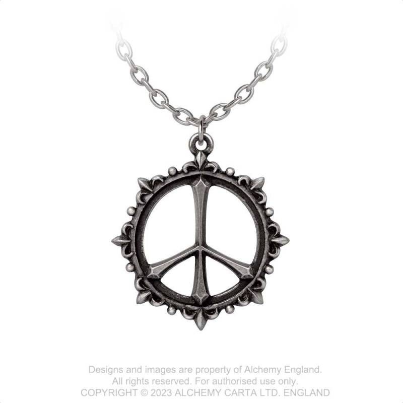 Alchemy Gothic P948 Pax - peace pewter pendant necklace