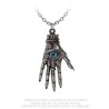 Alchemy Gothic P953 Hand of Glory -- reversable severed mummified hand, blue Hamsa eye, talisman of protection pewter pendant