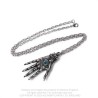 Alchemy Gothic P953 Hand of Glory -- reversable severed mummified hand, blue Hamsa eye, talisman of protection pewter pendant