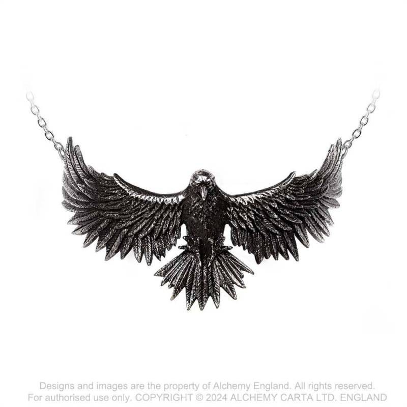 Alchemy Gothic P956 Curse of Coronis -- black raven bold choker