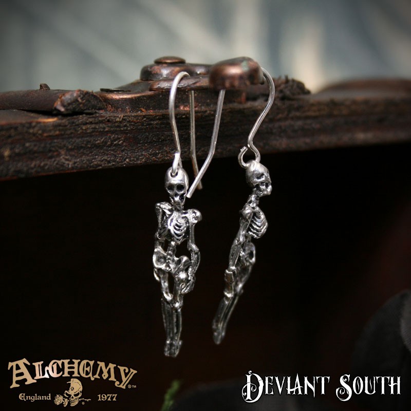Alchemy Gothic E9 Skeleton Dropper Earrings (pair)