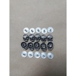 Skull 11 X 8.36 mm Silver Rivets - 10 sets per pack (10 skulls + 10 backs)