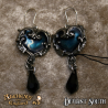 Alchemy Gothic E414 Affaire du Coeur earrings, Swarovski jet crystals