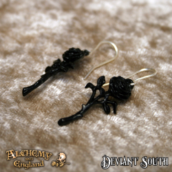 Alchemy Gothic E421 The Romance of the Black Rose earrings (pair)