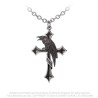 Alchemy Gothic P961 Crux Corvis -- raven cross pewter necklace