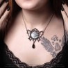 Alchemy Gothic P962 The Ghost Of Whitby -- dark Mother of Pearl disc, silver Swarovski, pewter statement necklace