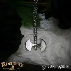 Alchemy Gothic P11 Double Axe pewter pendant necklace