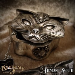 Alchemy Gothic V78 Sacred Cat Trinket Box - Antique Silver