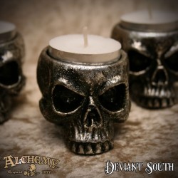 Alchemy Gothic V74 Skull Tea-Light Candle Holder