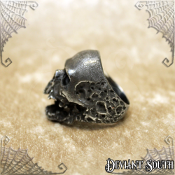 Stainless Steel Toothless Screaming Skull Ring - Antique Black