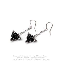 Alchemy Gothic E472 Black Rose Droppers (pair), Fine English Pewter