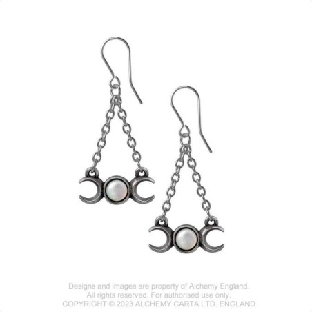 Alchemy Gothic E474 Wiccan Moon (pair), Fine English Pewter