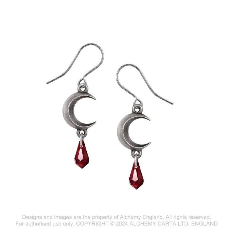 Alchemy Gothic E477R Tears of the Moon - Red (pair), Fine English Pewter