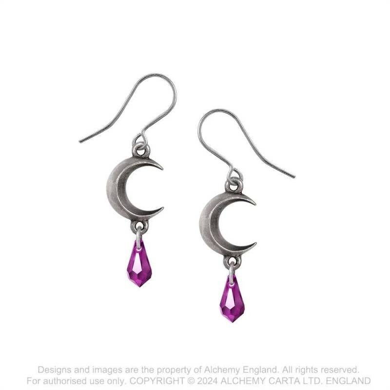 Alchemy Gothic E477A Tears of the Moon - Amethyst (pair), Fine English Pewter