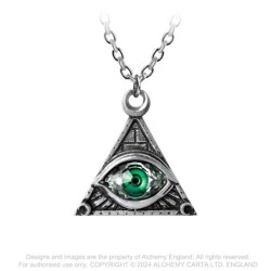 Pyramid Blue Swarovski Eye Necklace -- Alchemy P827 Eye of Providence