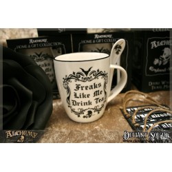 Alchemy Gothic ALMUG19 Freaks Like Me Drink Tea: Mug and Spoon Set