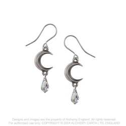 Alchemy Gothic E477C Tears of the Moon - Crystal (pair), Fine English Pewter