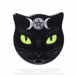 Alchemy Gothic CC16 Triple Moon Cat - Cat Shaped Individual Ceramic Coaster