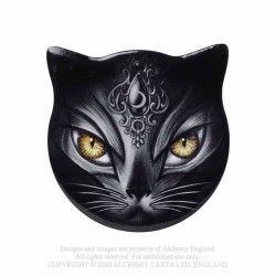 Alchemy Gothic CC17 Sacred Cat - Cat Shaped Individual Ceramic Coaster