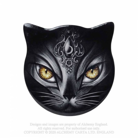 Alchemy Gothic CC17 Sacred Cat - Cat Shaped Individual Ceramic Coaster