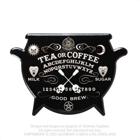 Alchemy Gothic CC26 Ouija Cauldron-shaped Individual Ceramic Coaster