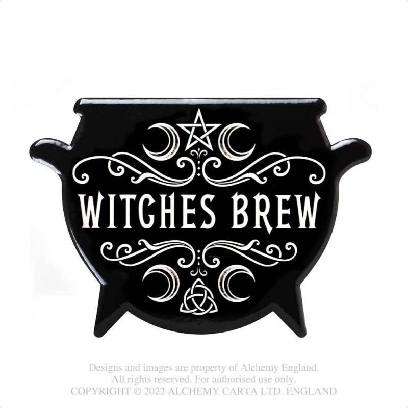 Alchemy Gothic CC27 Witches Brew Cauldron-shaped Individual Ceramic Coaster