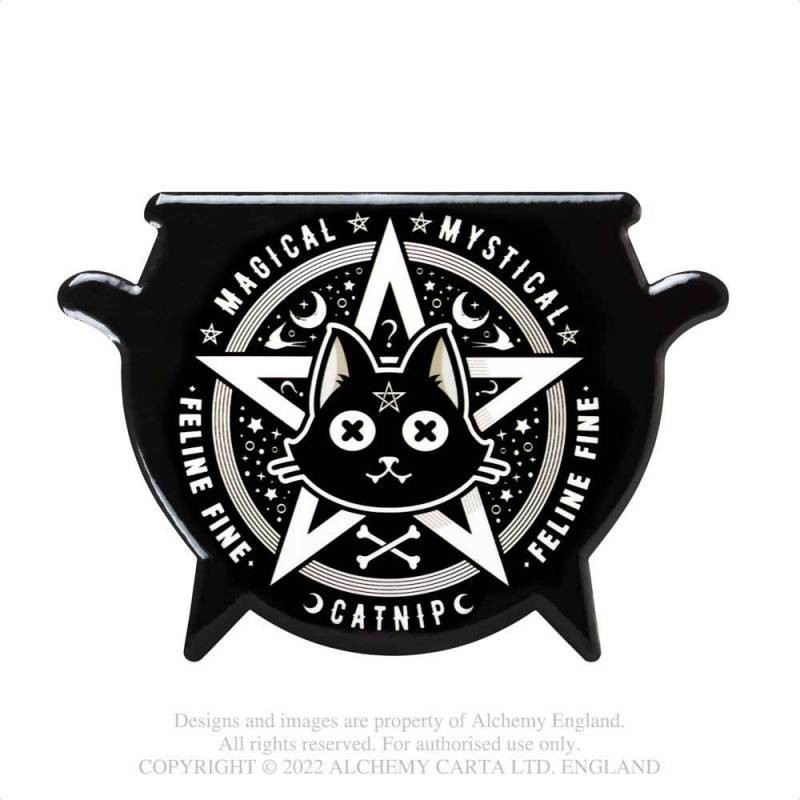 Alchemy Gothic CC30 Magical Catnip Cauldron-shaped Individual Ceramic Coaster