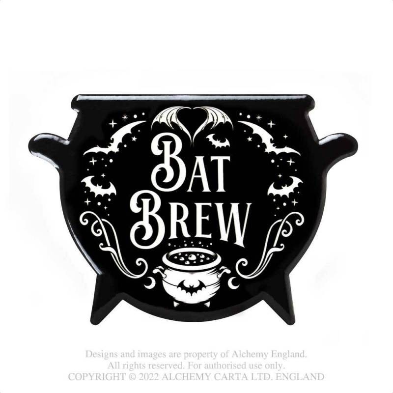 Alchemy Gothic CC31 Bat Brew Cauldron-shaped Individual Ceramic Coaster