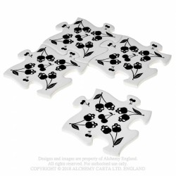 Alchemy Gothic CJ4 Black Skull Cherries Jigsaw Coasters (4 piece)