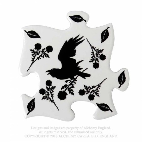 Alchemy Gothic CJ5 Black Raven & Rose Jigsaw Coasters (4 piece)