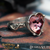 Alchemy Gothic AG-R198 Bower Troth -- pink Swarovski crystal heart Mediaeval-style pewter ring