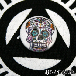 DIY 15mm Wood Button - Sugar Skull (single)