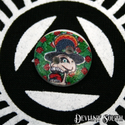 DIY 15mm Wood Button - Skull with Top Hat (single)