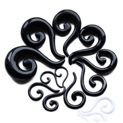 Acrylic Spiral Single Ear Stretcher Taper - Black (single)