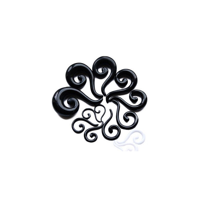 Acrylic Spiral Single Ear Stretcher Taper - Black (single)