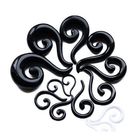 Acrylic Spiral Single Ear Stretcher Taper - Black (single)