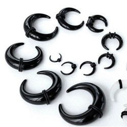 Horn with Rubbers Acrylic Single Ear Stretcher Taper - Black (single)