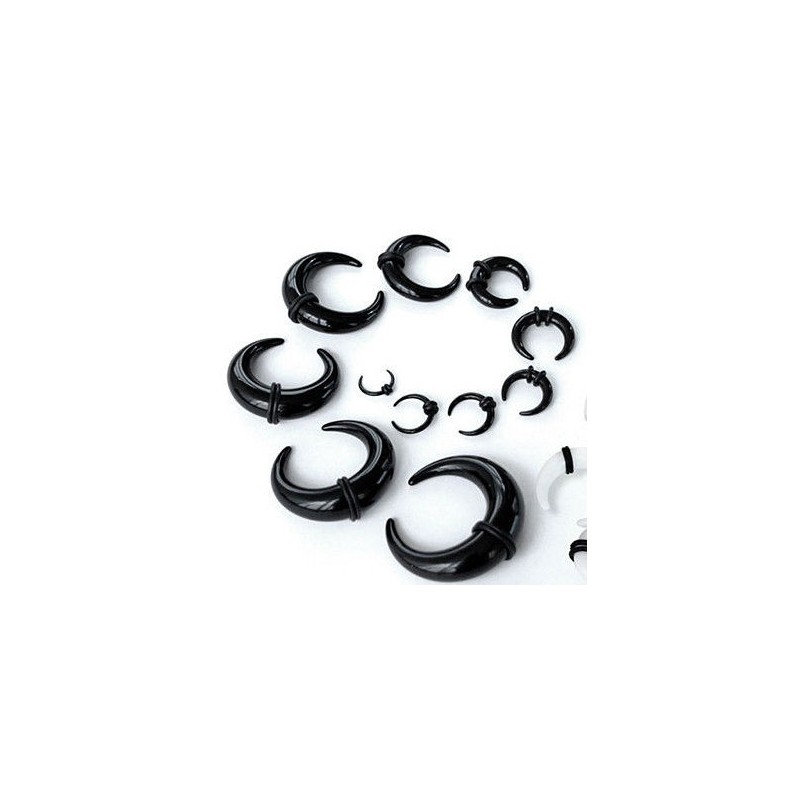 Horn with Rubbers Acrylic Single Ear Stretcher Taper - Black (single)