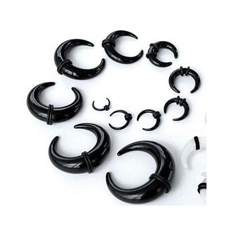 Horn with Rubbers Acrylic Single Ear Stretcher Taper - Black (single)