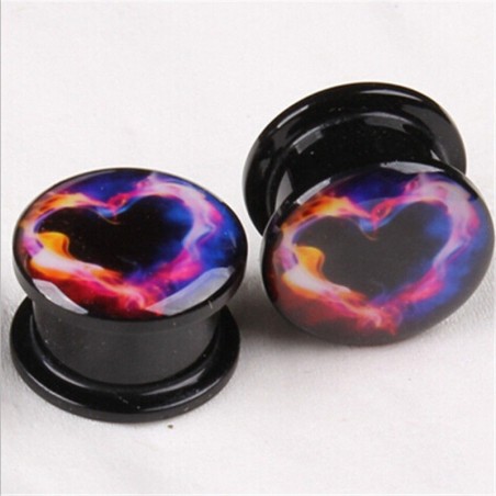 Acrylic Ear Plug Screw-on Hollow 6mm - Hearts (sold per pair)