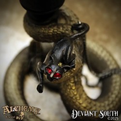 Stalking Black Cat Swarovski Eyes Necklace -- Alchemy P816 Cat Sith