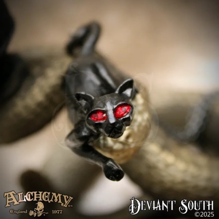 Stalking Black Cat Swarovski Eyes Necklace -- Alchemy P816 Cat Sith