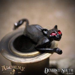 Stalking Black Cat Swarovski Eyes Necklace -- Alchemy P816 Cat Sith