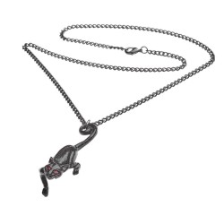 Stalking Black Cat Swarovski Eyes Necklace -- Alchemy P816 Cat Sith
