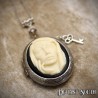 Deviant South Sugar Skull Lady w/ Hands Locket, Silver 1.8mm Stainless Steel Chain