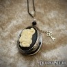 Deviant South Sugar Skull Skeleton Lady Rose Snake Locket, Black 1.8mm Stainless Steel Chain