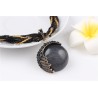 Round Pendant Multi-layered Bead Necklace